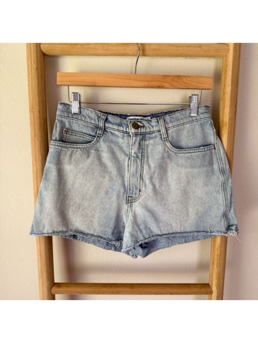American Apparel Light Wash High Rise Denim Cutoff Shorts Size 29 USA